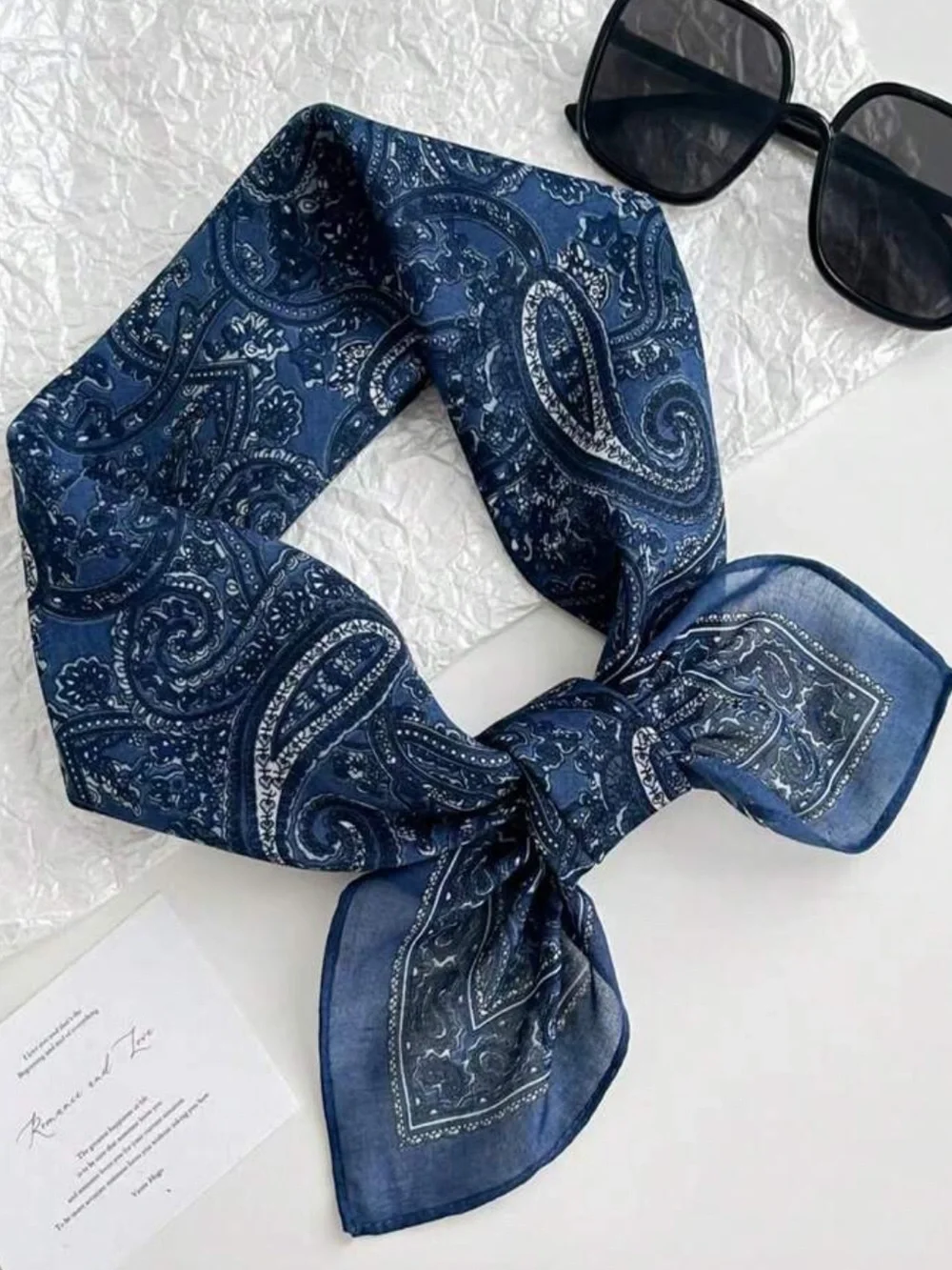 Classic Navy Paisley Bandana Scarf - Women Accessories